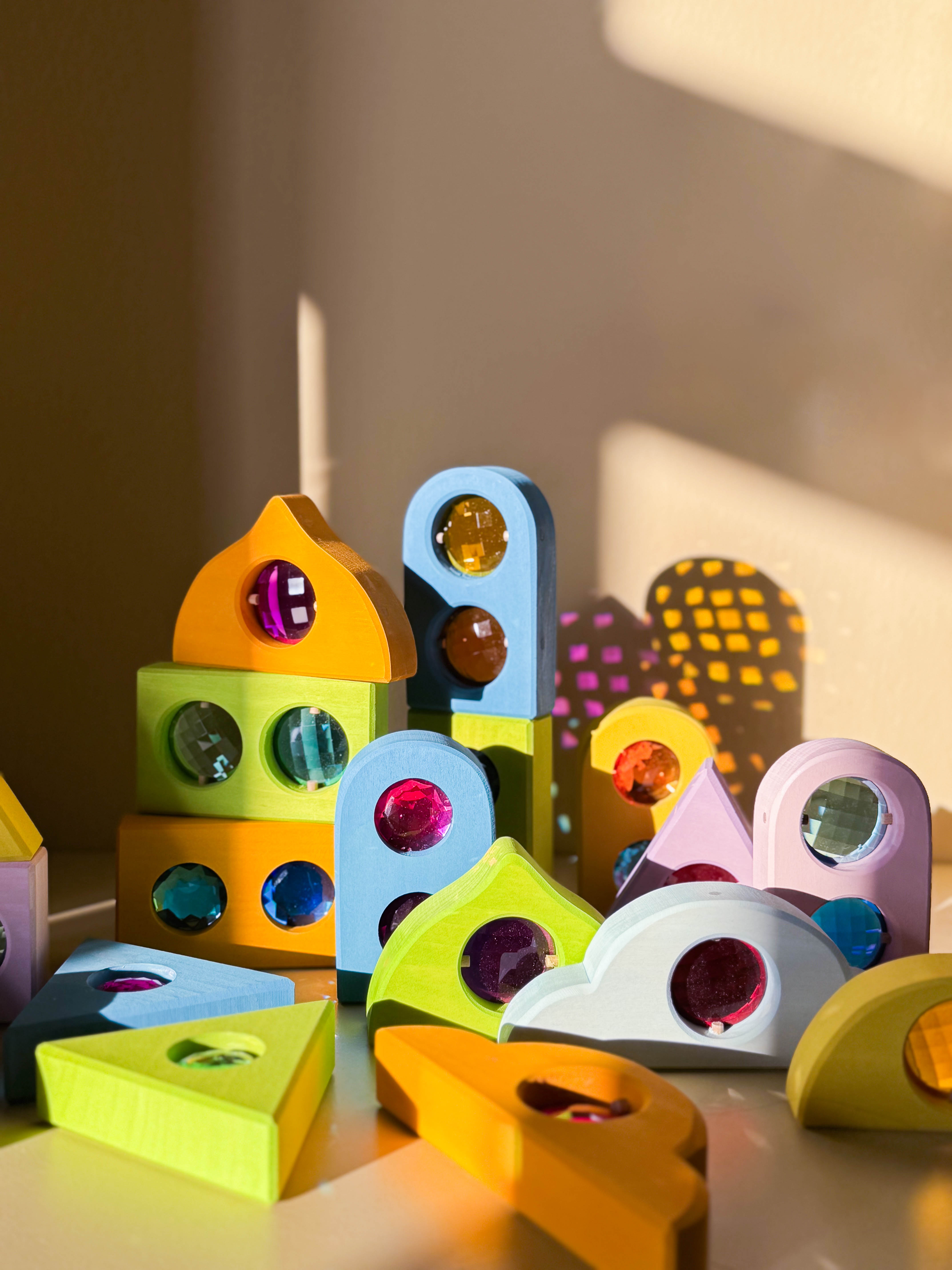 BAUSPIEL Märchenfenster Funkeldächer pastell | Holzspielzeug Profi