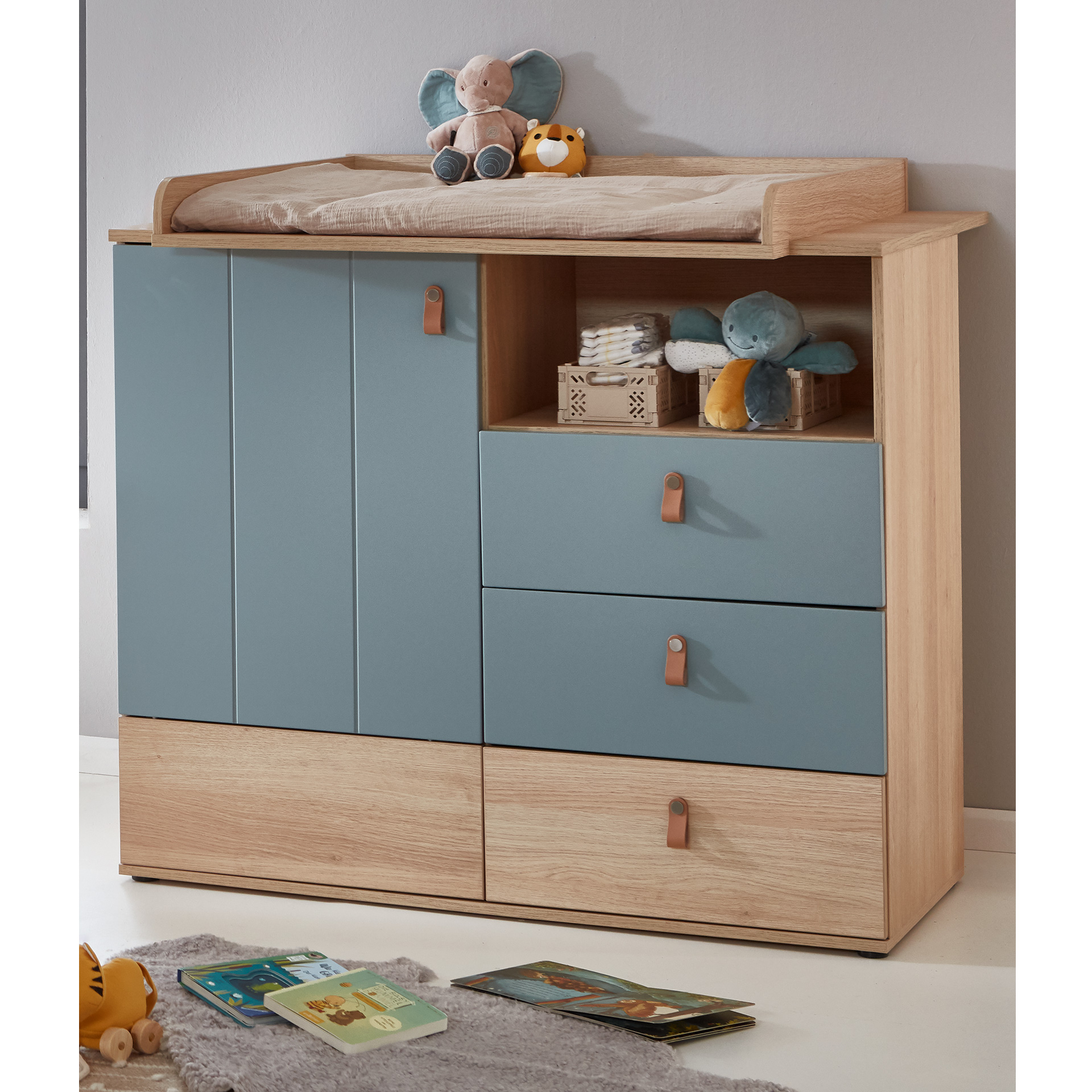 Arthur Berndt Babyzimmer ROOFY Wickelkommode in Salbei und Nagano Oak NB