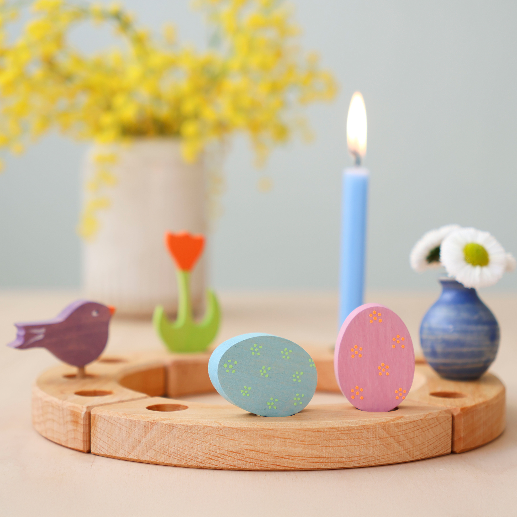 GRIMMS Osterstecker Set Ostereier Blümchen - Holzspielzeug Profi