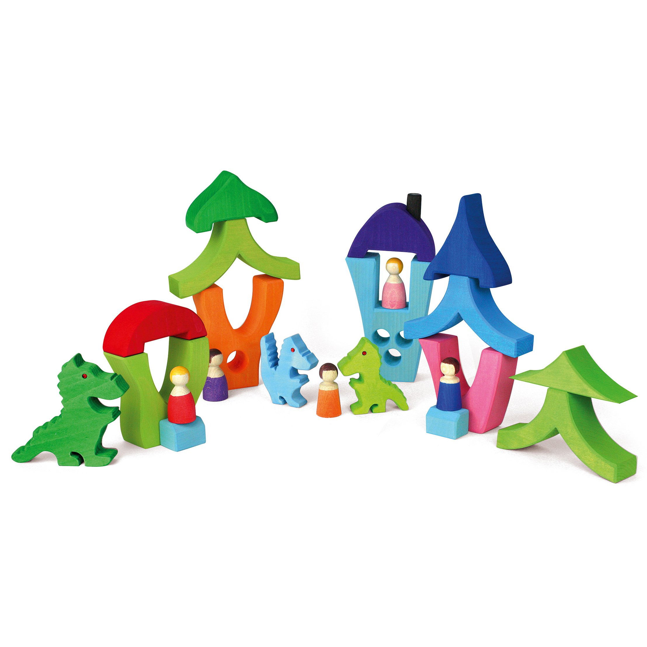 BAUSPIEL Drachenfamilie Azzurro (5 Teile)