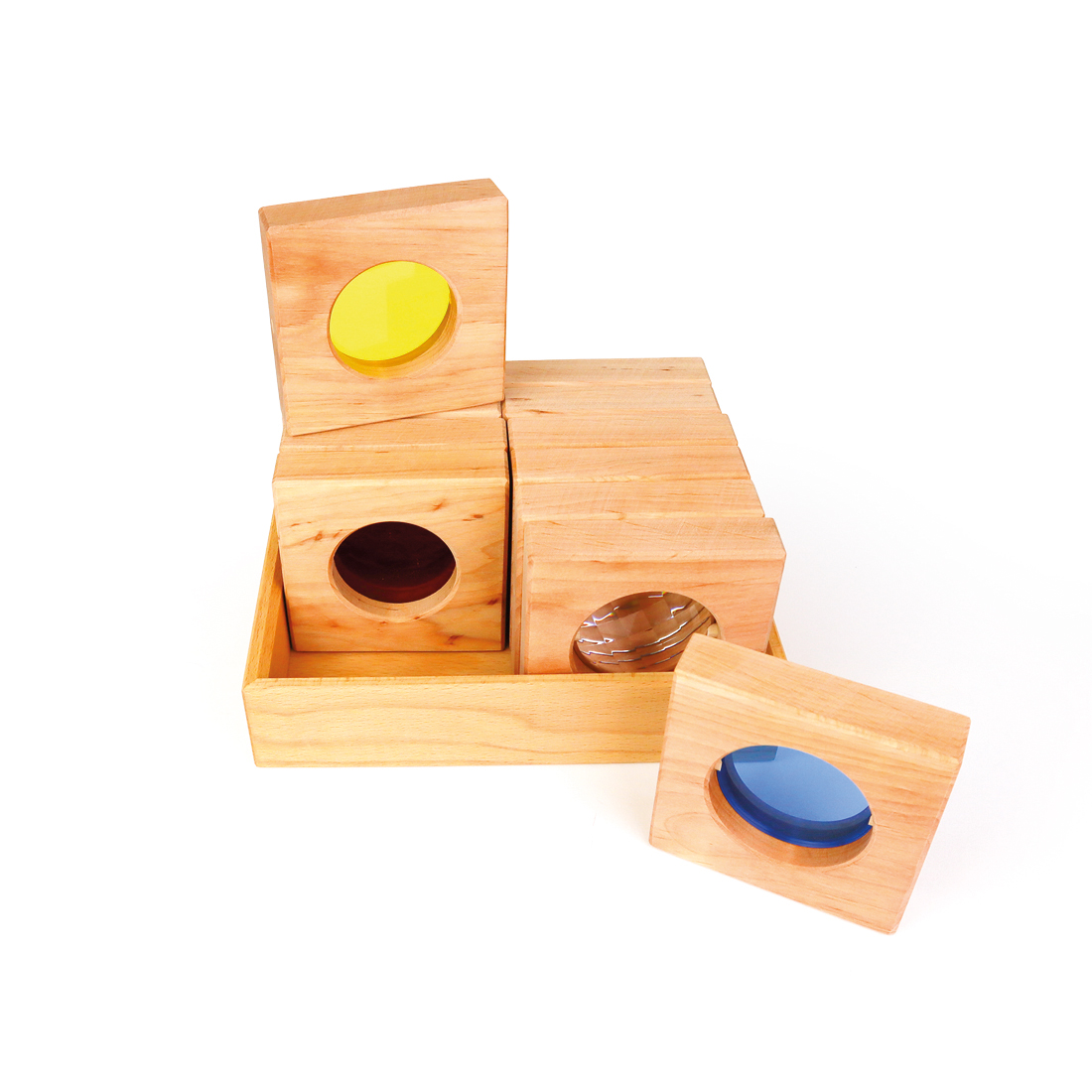 BAUSPIEL Optikklötze im Holzrahmen (12er Set)