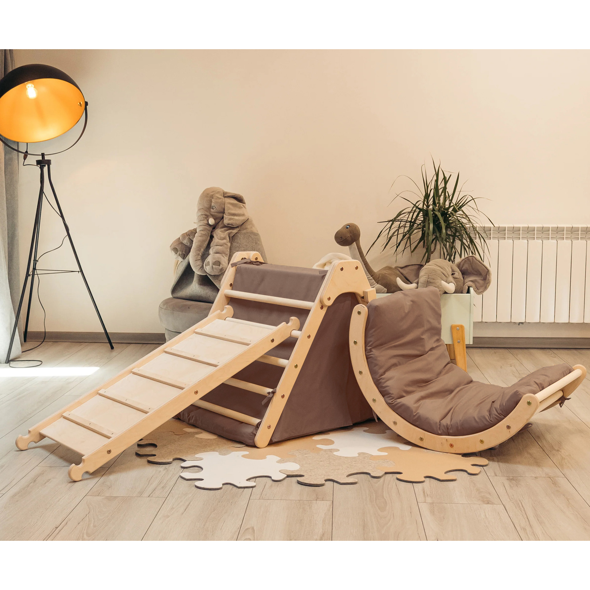 ClimbUpToys Kletterset FOLD UP mit Zelt & Kissen (6-tlg.) - Holzspielzeug Profi