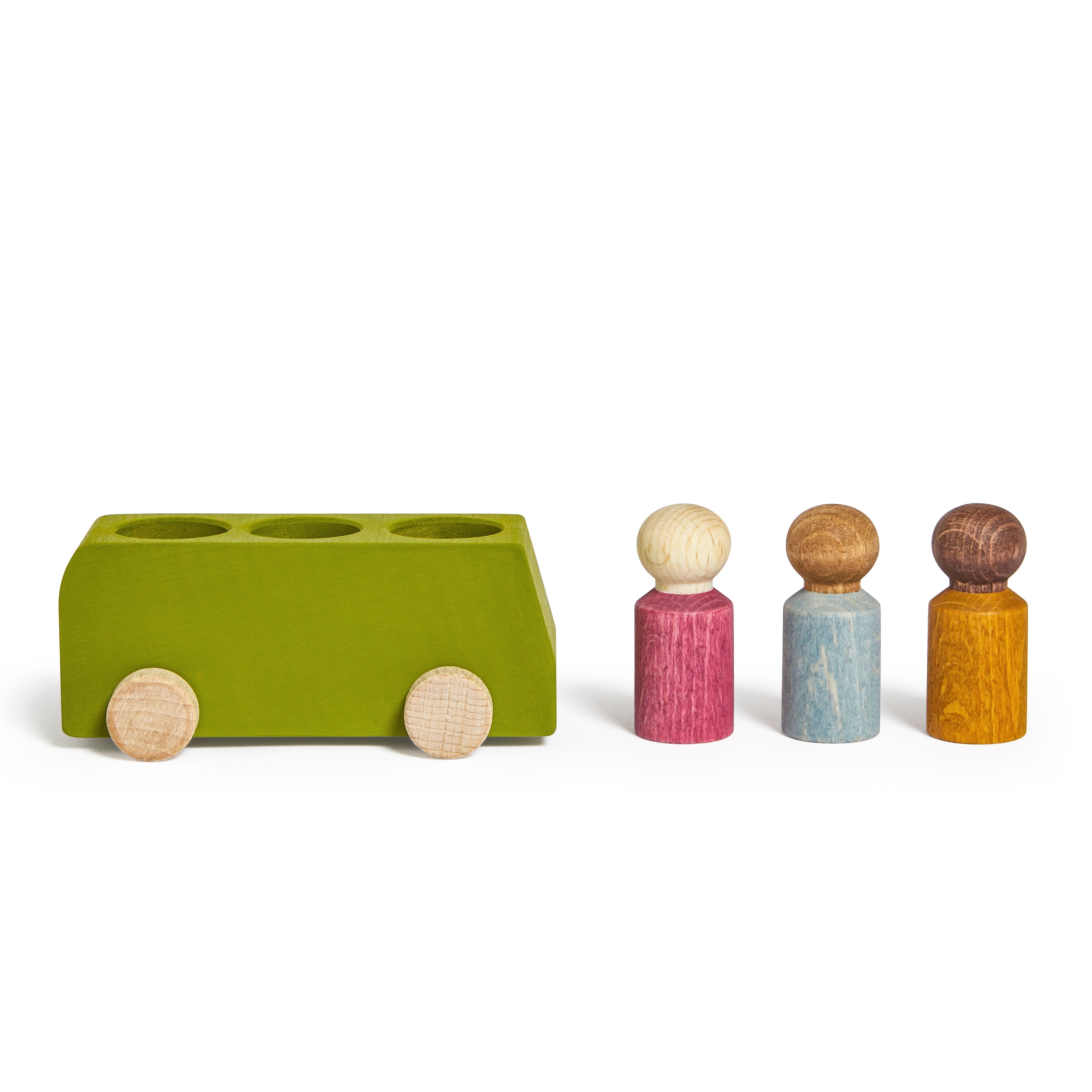 Lubulona Spielzeugbus lime mit Holzfiguren