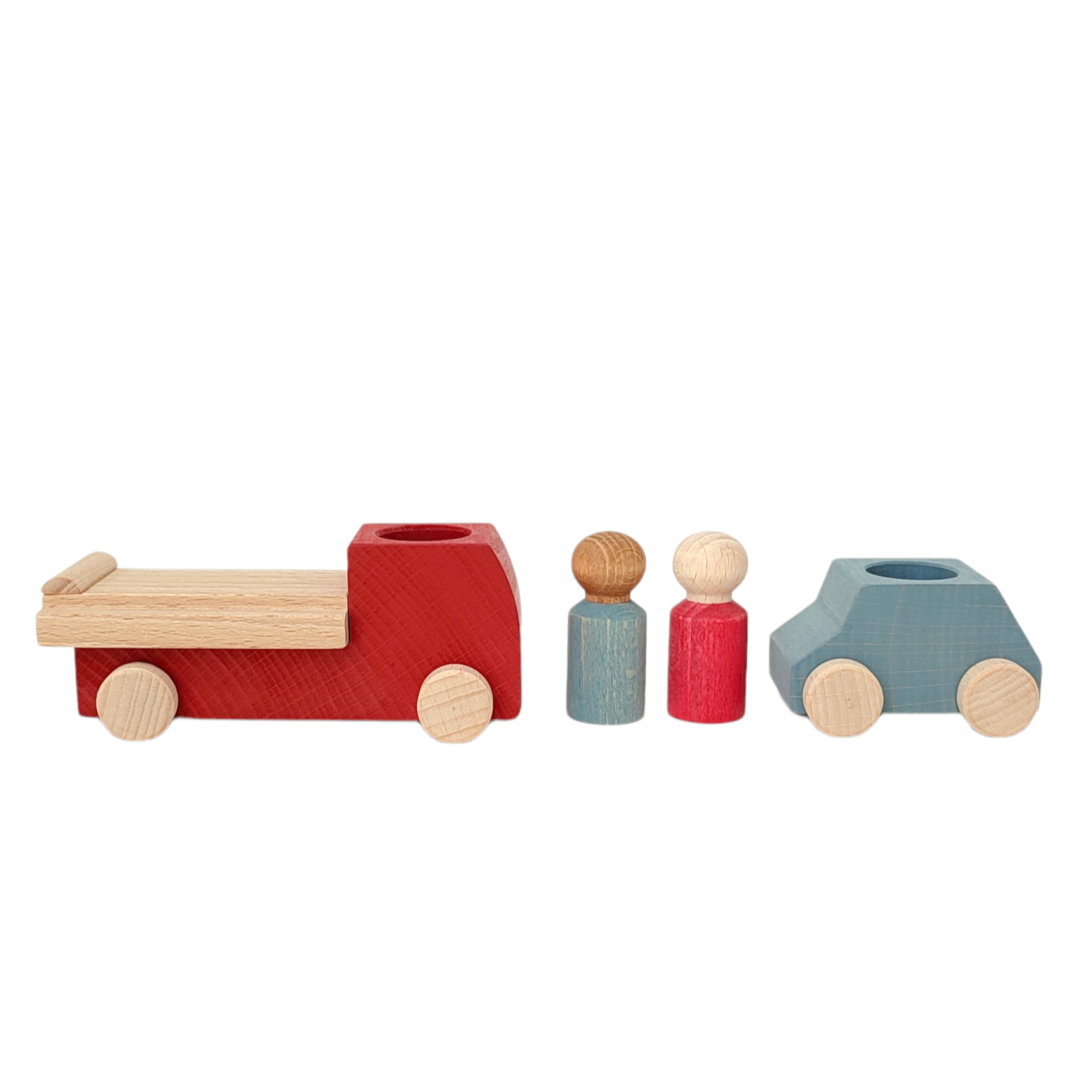 Lubulona Roter Abschleppwagen mit Holzfiguren