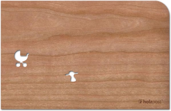 Holzpost® Grußkarte Baby Storch & Leine
