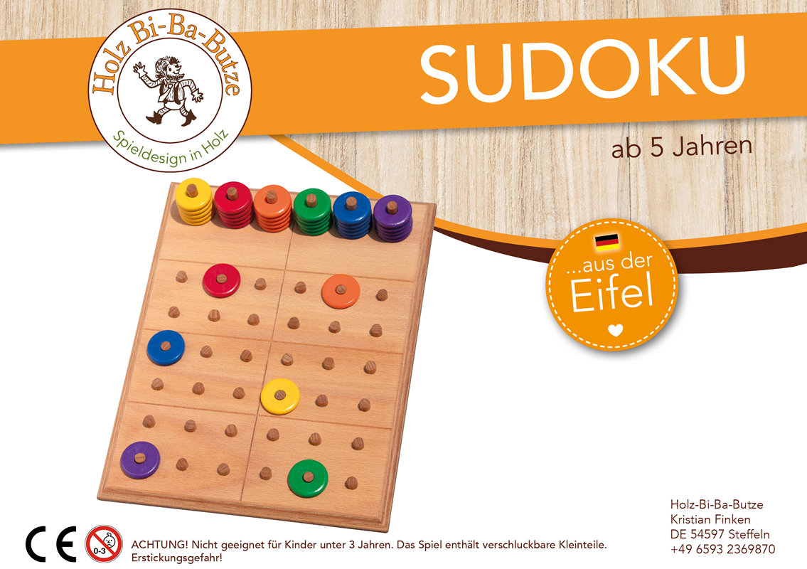 Holz-Bi-Ba-Butze Sudoku mit Farben
