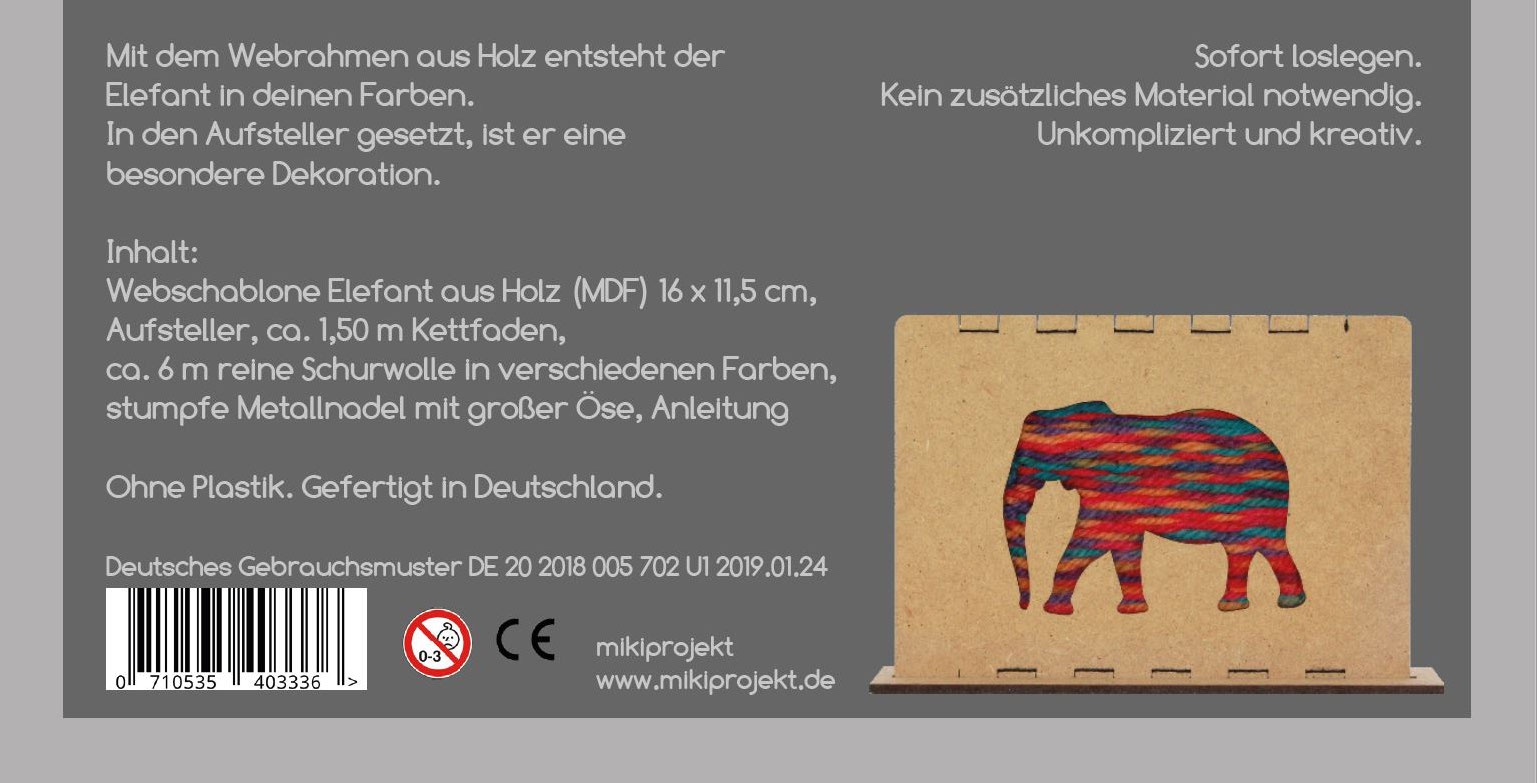 mikiprojekt Bastelset Weben Elefant