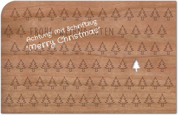 Holzpost® Grußkarte Tannenbäume Frohe Weihnachten