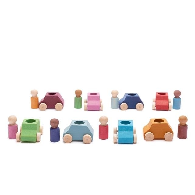 Lubulona Spielzeugauto Set mit Holzfiguren divers