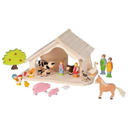 HOLZTIGER Weihnachtskrippe / Bauernhof / Puppenhaus natur