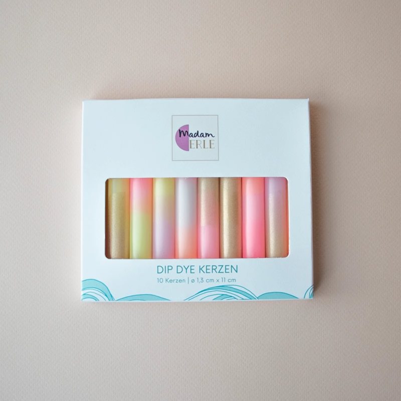 Madam ERLE Geburtstagskerzen DIP DYE GOLDENE LILLI (10 Stück)