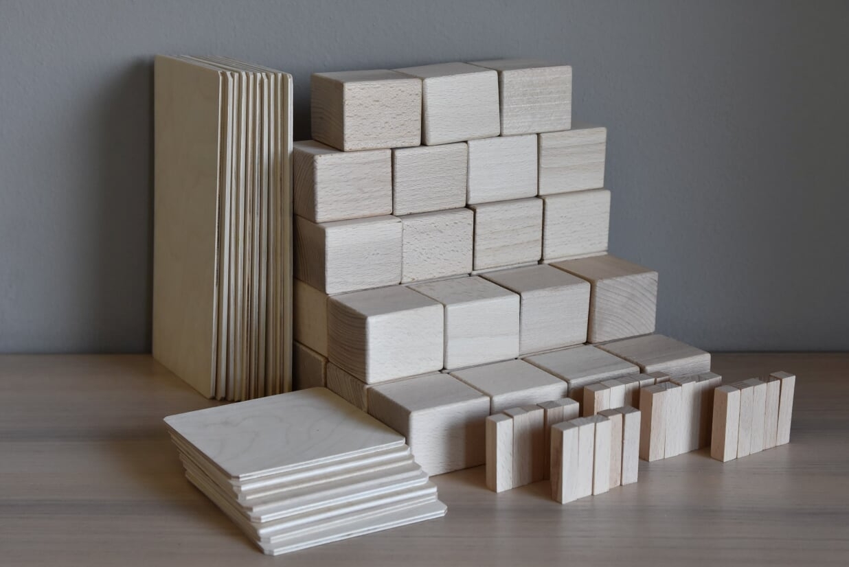 JUST BLOCKS - natürliche Holzklötze SMALL (74 St.)
