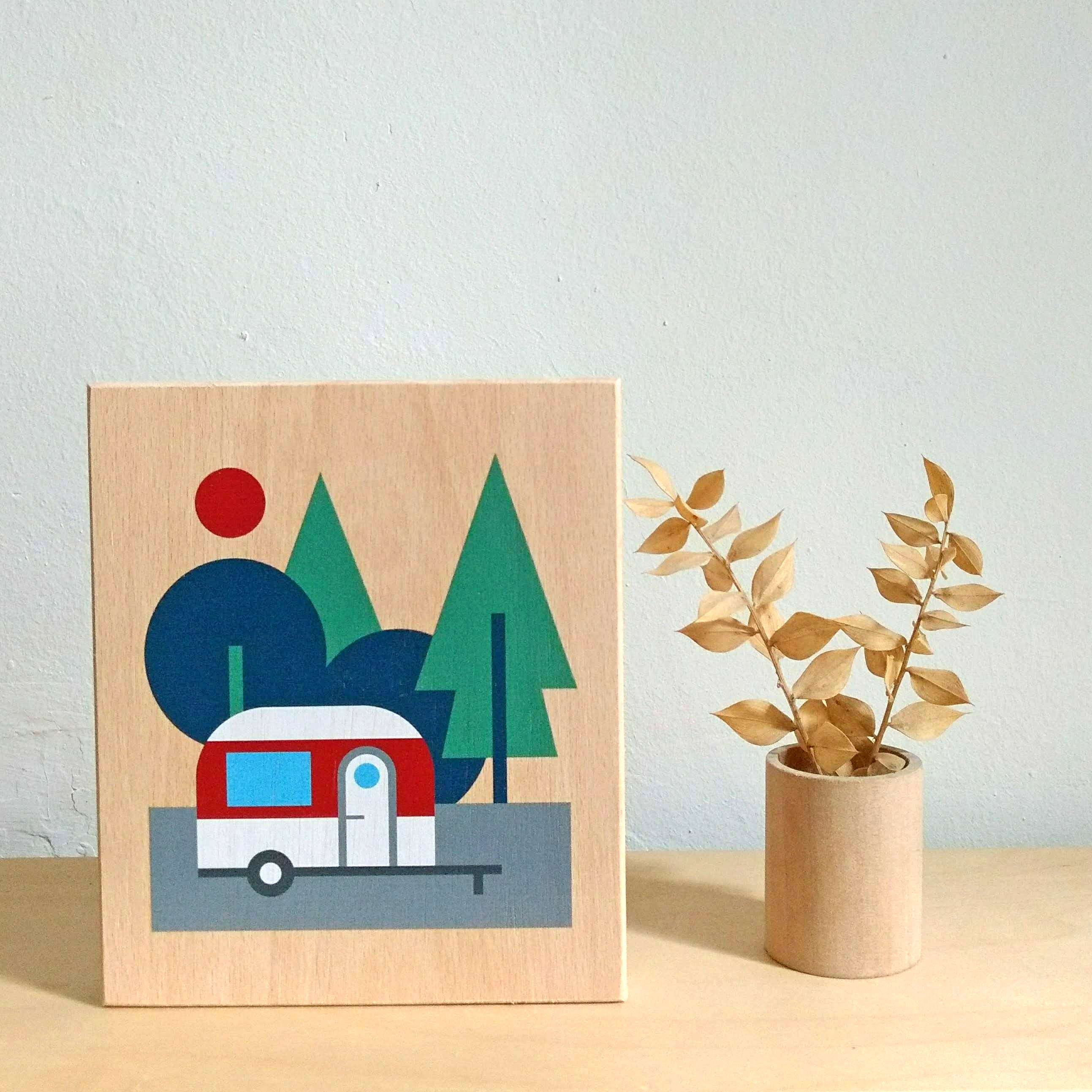 Lubulona Holzbild Illustration Caravan