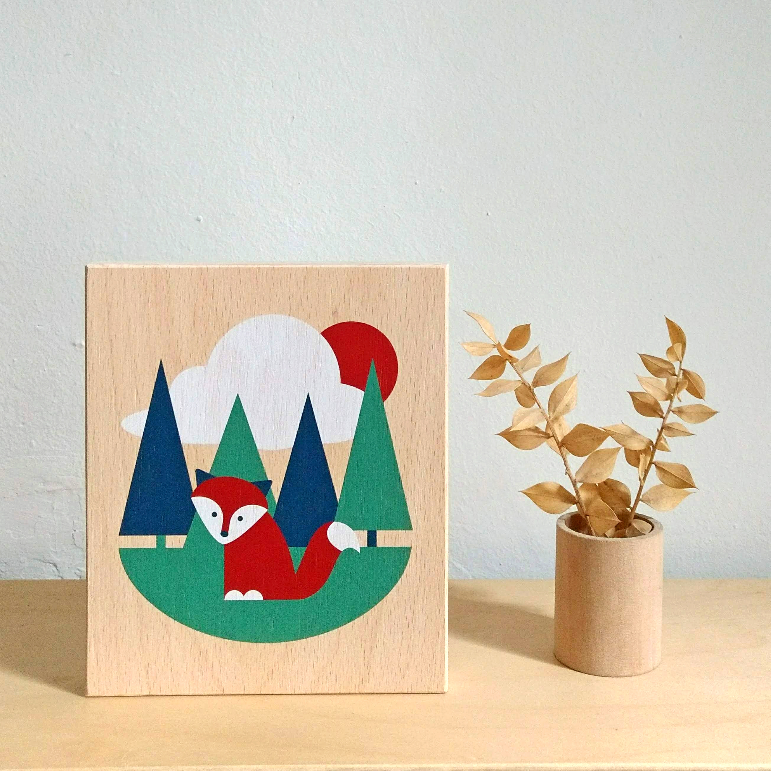 Lubulona Holzbild Illustration Fuchs
