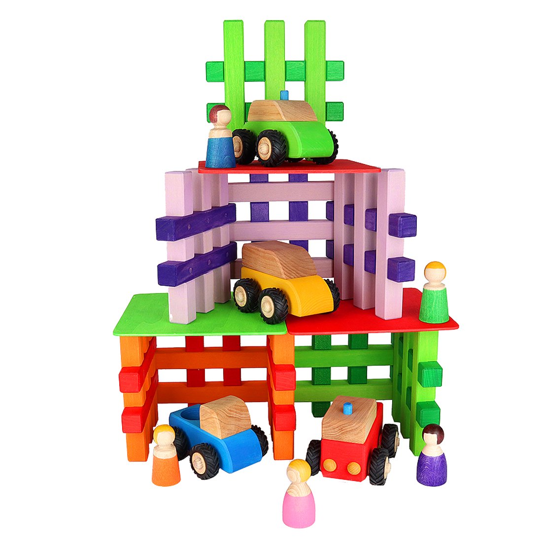 BAUSPIEL Gitterklötze bunt im Holzkasten (12 Stück)