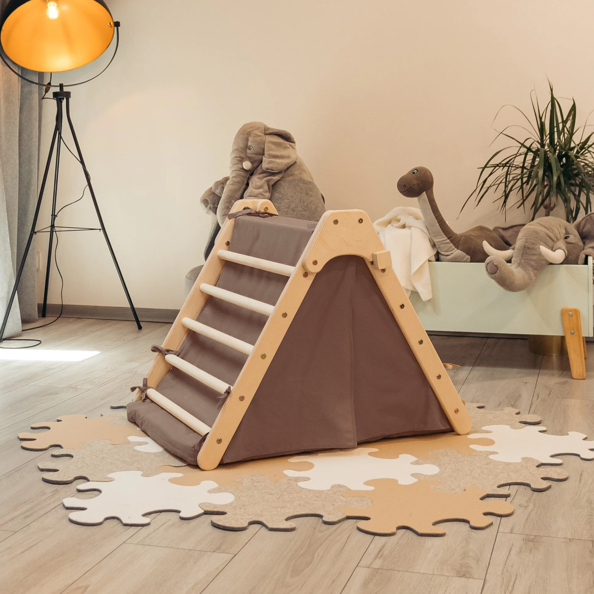 ClimbUpToys Kletterset FOLD UP mit Zelt & Kissen (6-tlg.) - Holzspielzeug Profi
