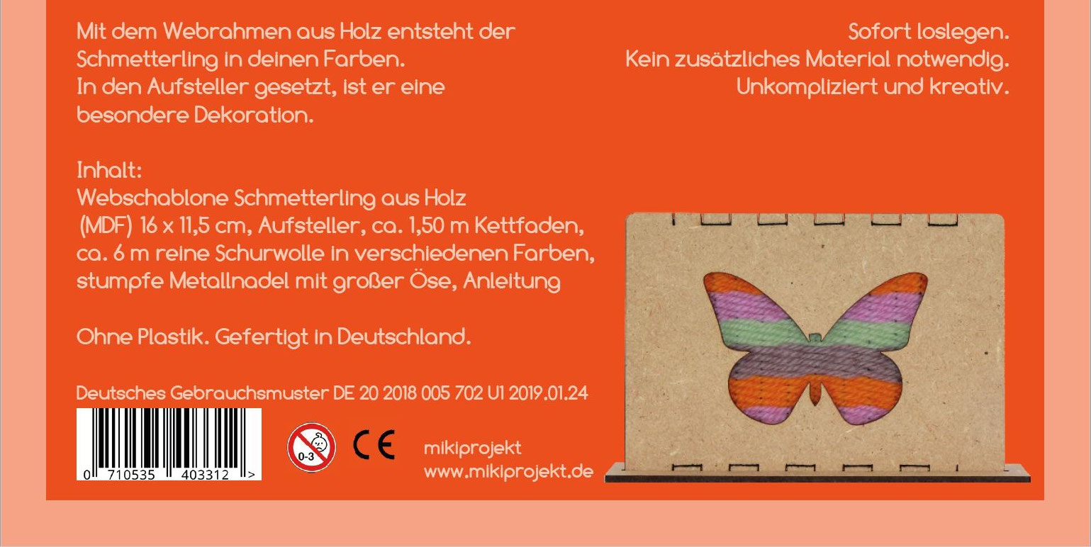 mikiprojekt Bastelset Weben Schmetterling