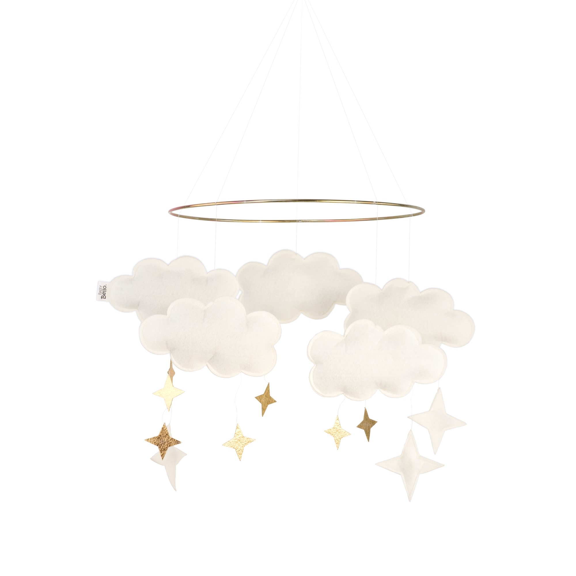 Baby Bello Filz-Mobile Fantasy Clouds Pearl White