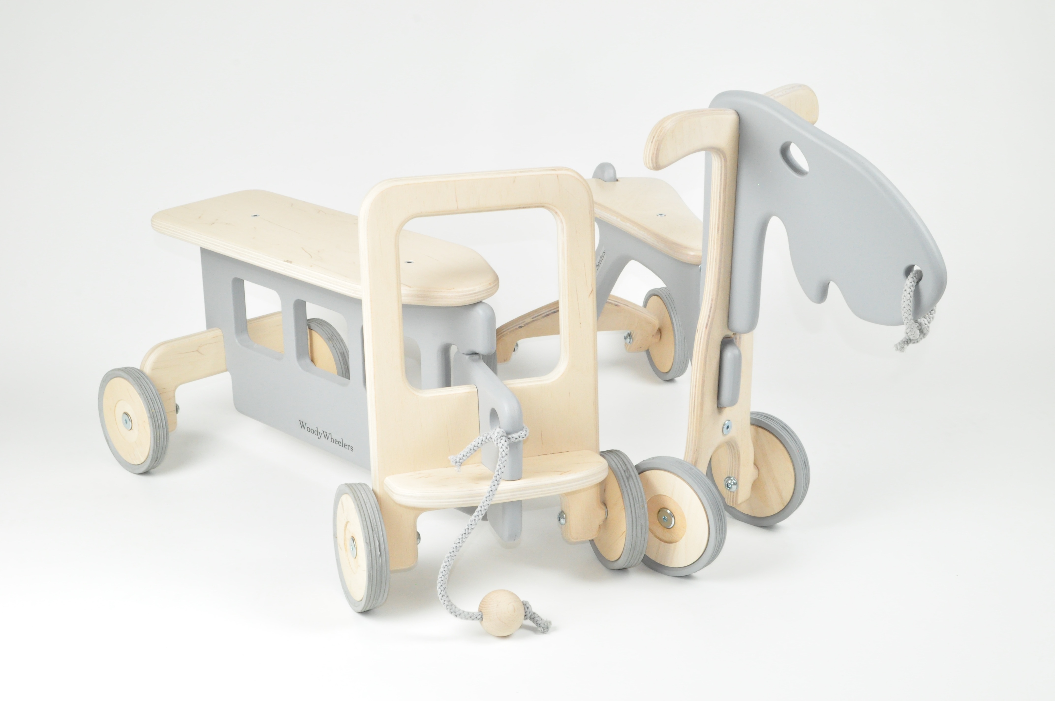 WoodyWheelers Rutschfahrzeug Sheepy grau