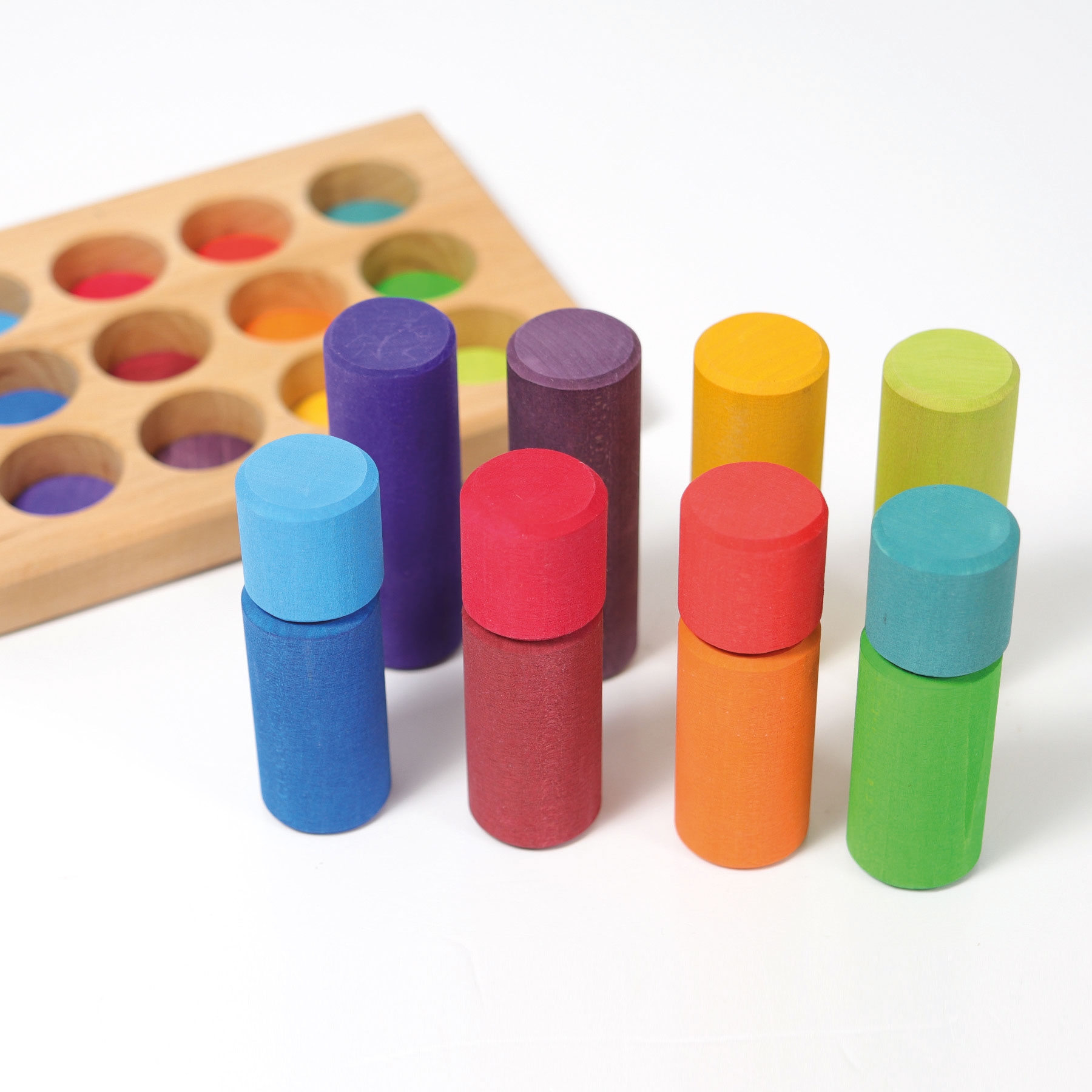 GRIMM´S Steckspiel Kleine Bauwalzen Regenbogen