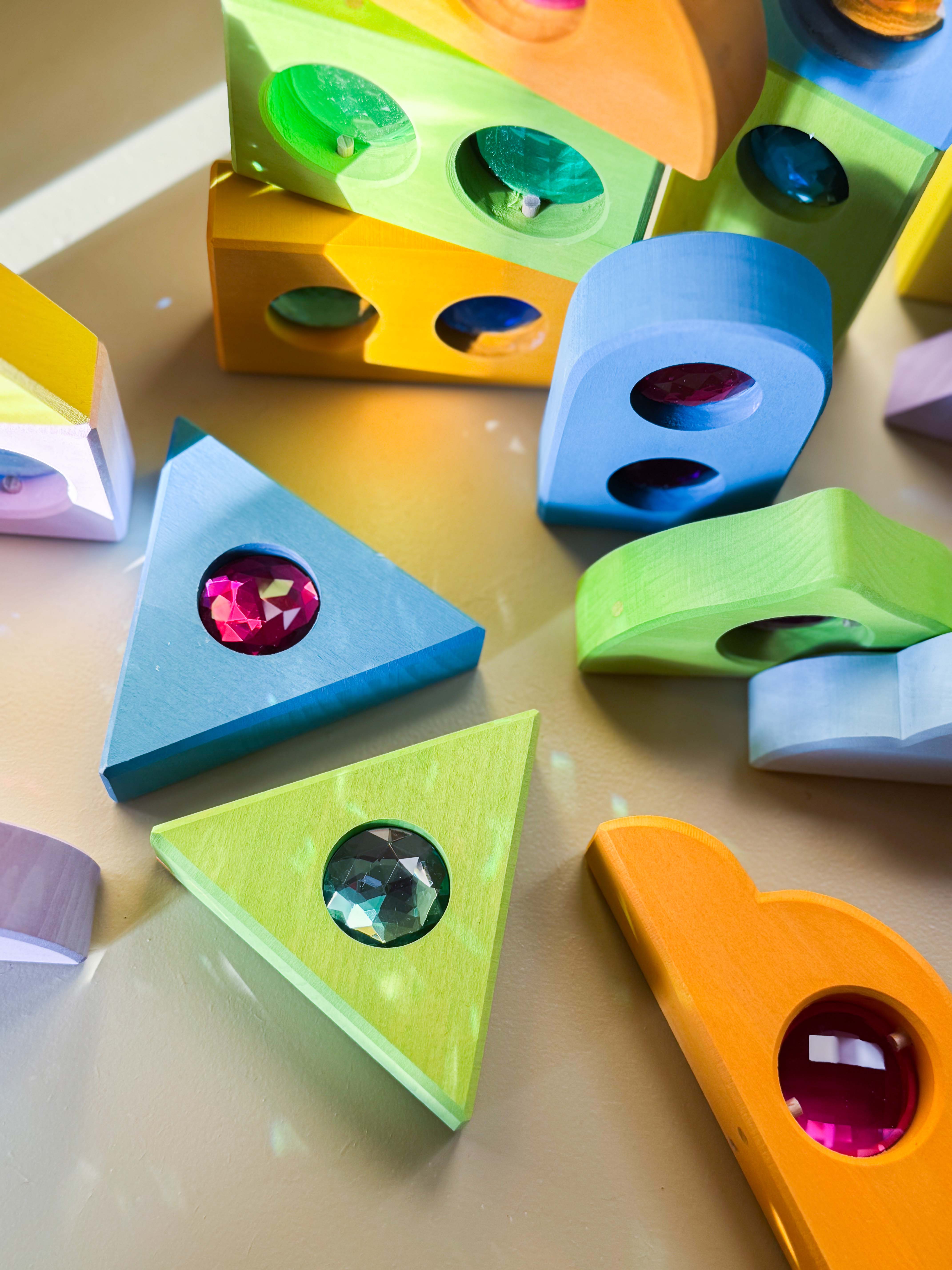 BAUSPIEL Märchendächer Funkeldächer pastell | Holzspielzeug Profi