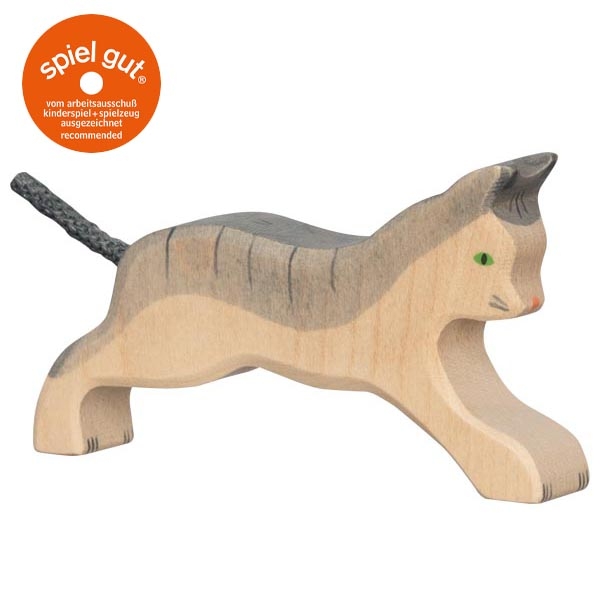 HOLZTIGER Laufende Katze grau