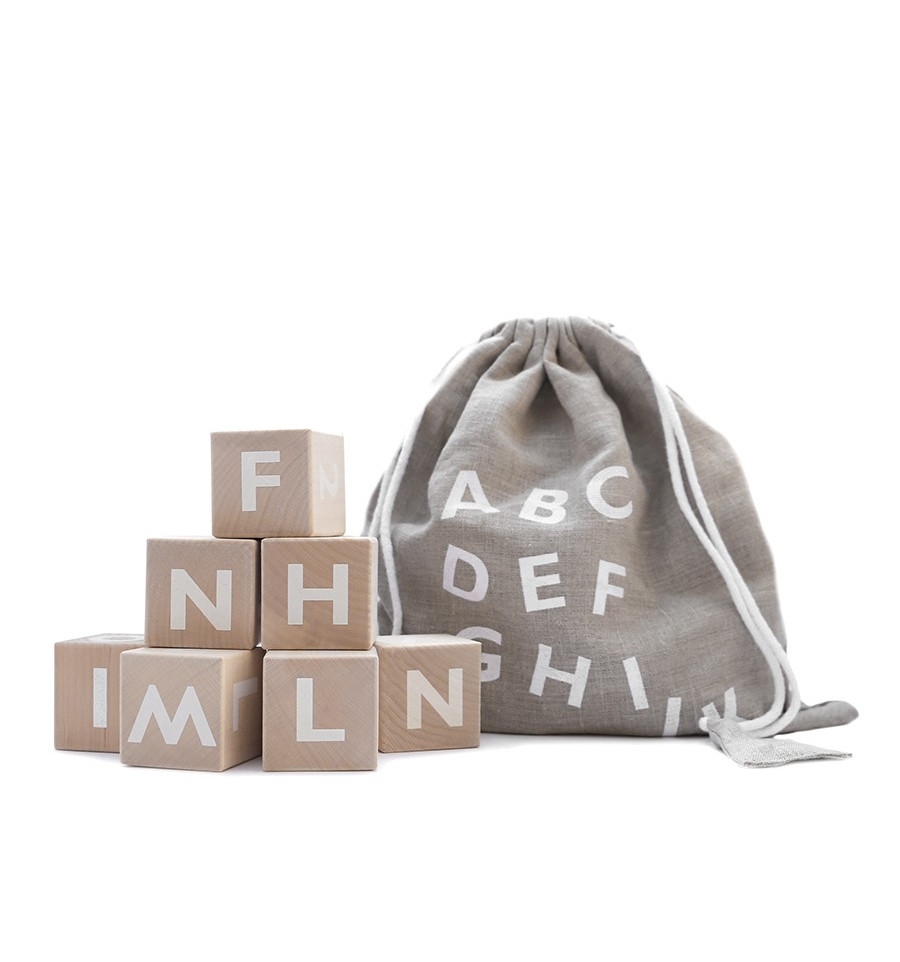 ooh noo Holzwürfel Alphabet Buchstaben & Zahlen weiß""
