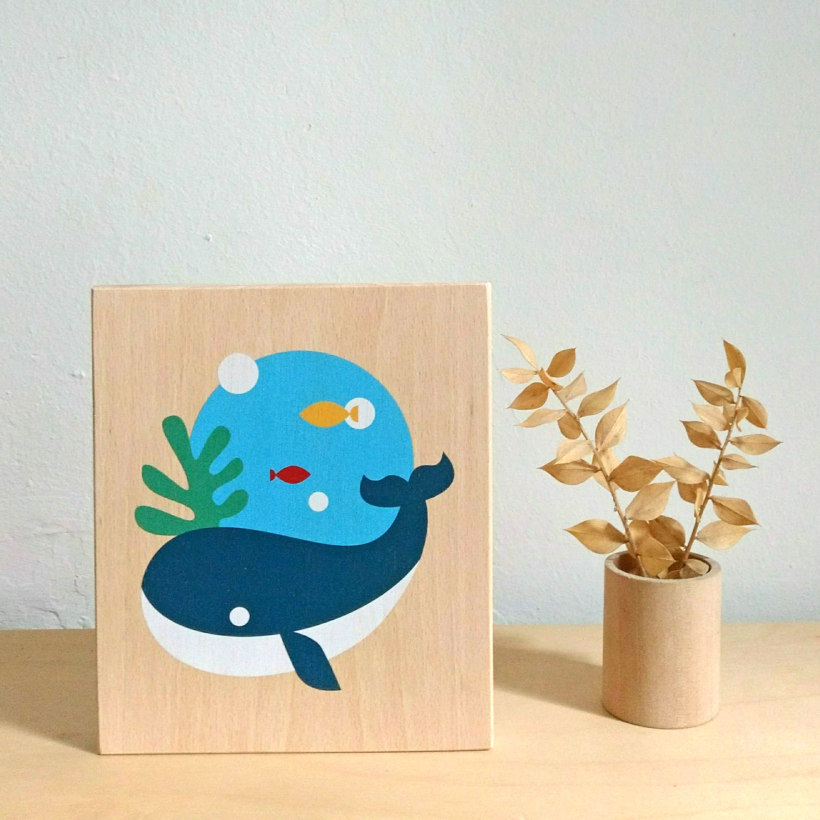 Lubulona Holzbild Illustration Wal