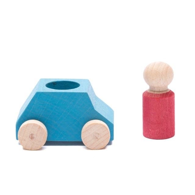Lubulona Türkises Spielzeugauto mit Holzfigur divers