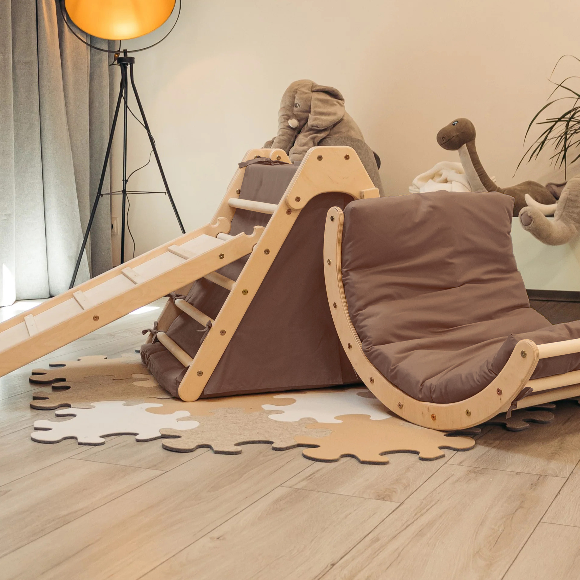 ClimbUpToys Kletterset FOLD UP mit Zelt & Kissen (6-tlg.) - Holzspielzeug Profi
