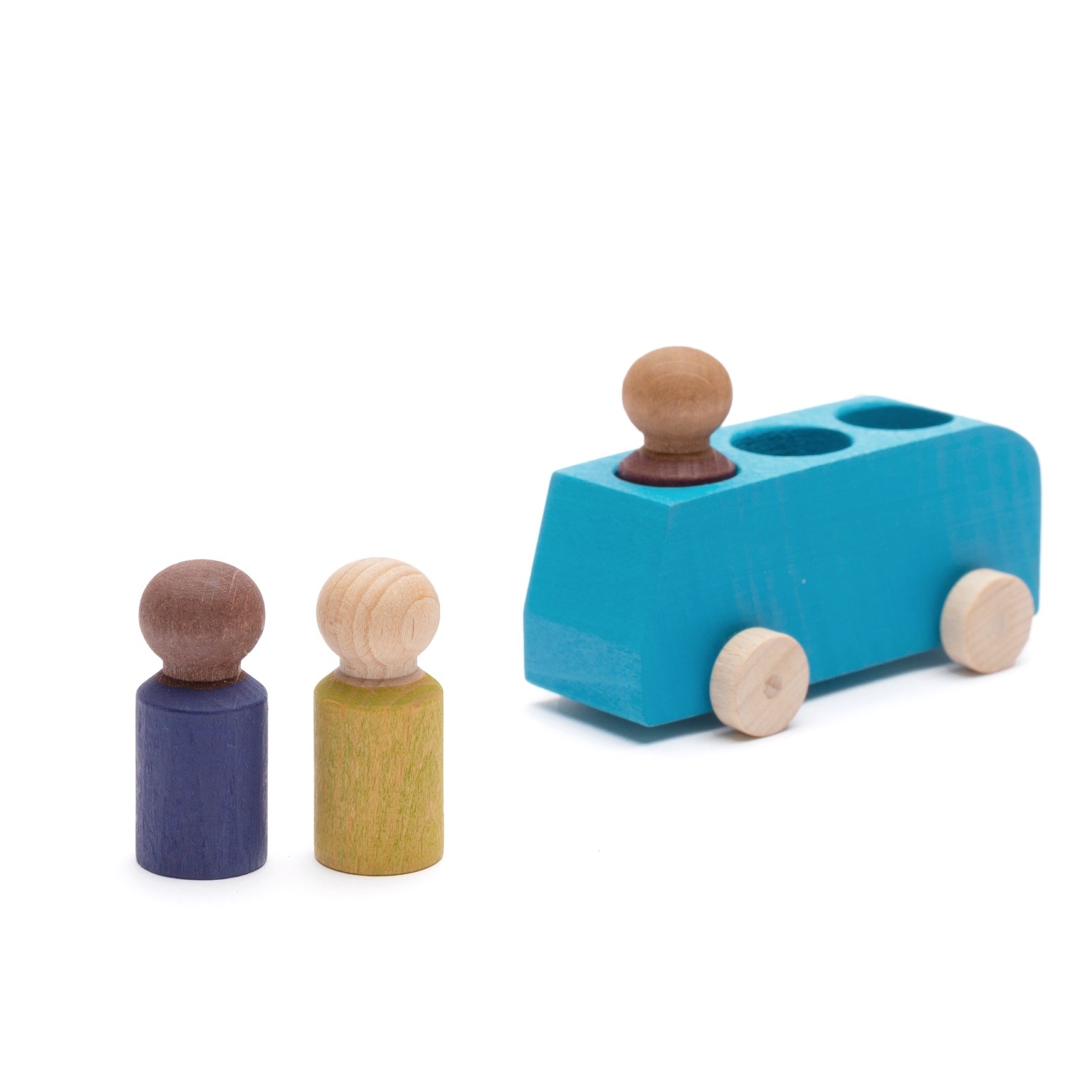 Lubulona Spielzeugbus blau mit Holzfiguren