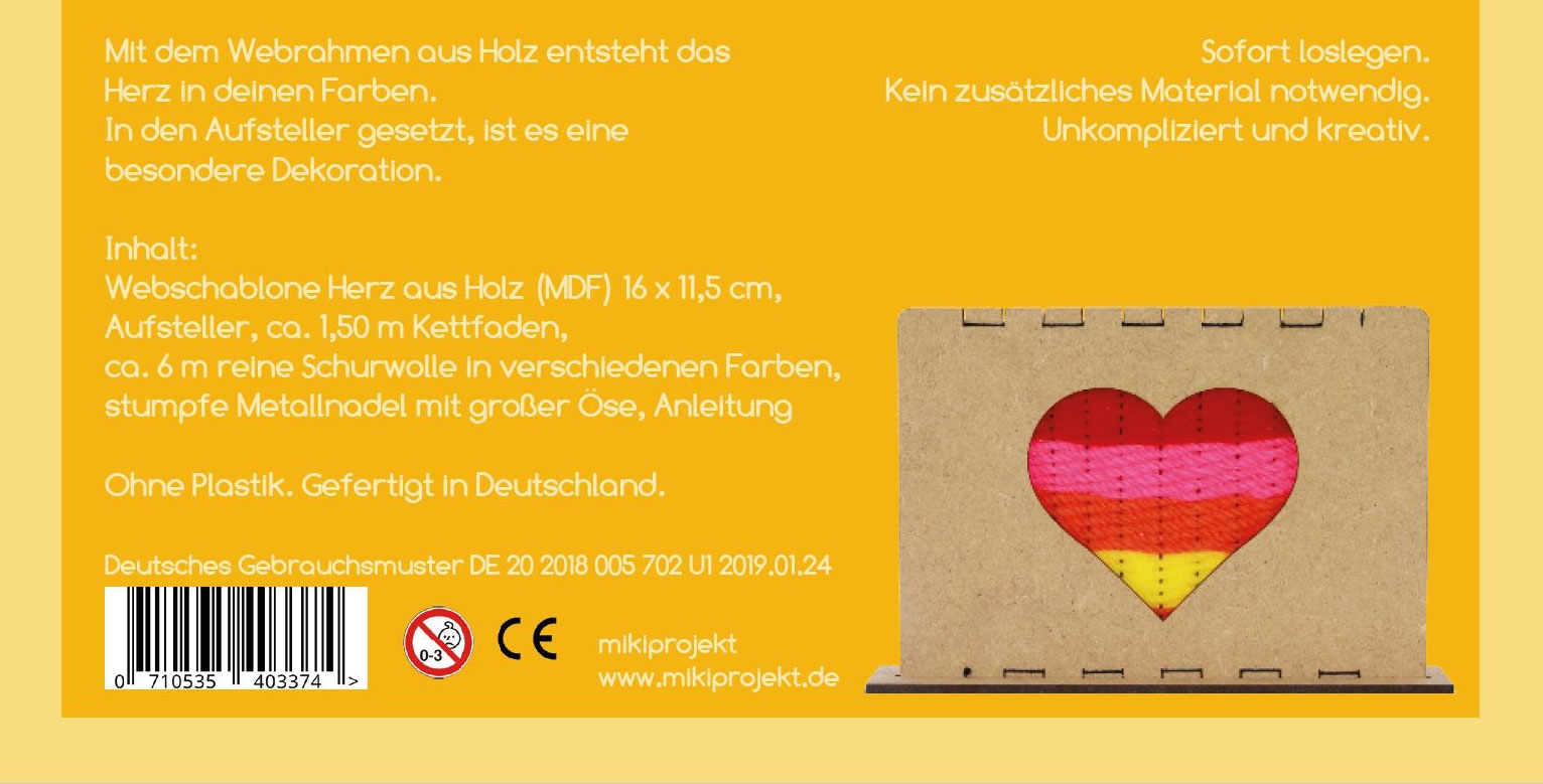 mikiprojekt Bastelset Weben Herz