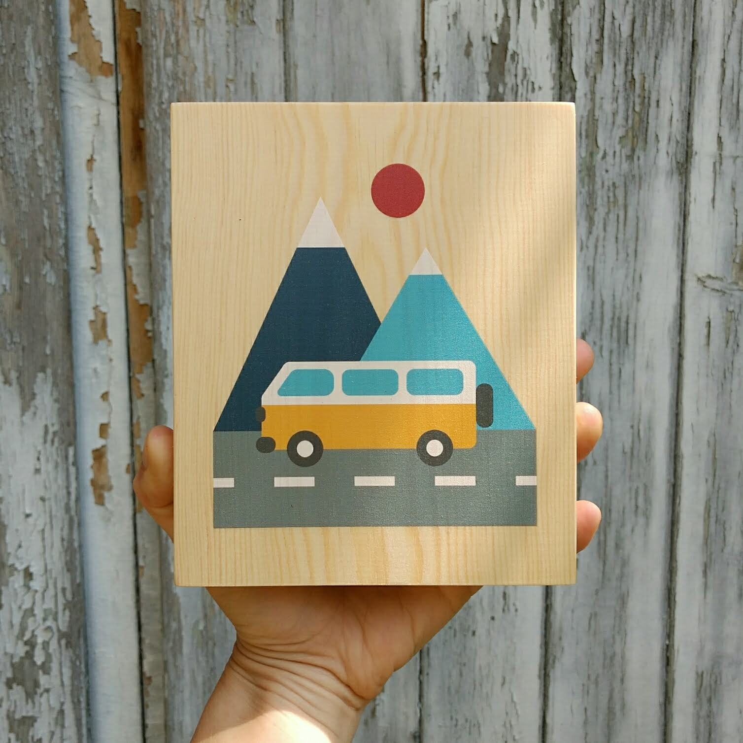 Lubulona Holzbilder Illustration Ballon, Boot & Bus (3er Set)