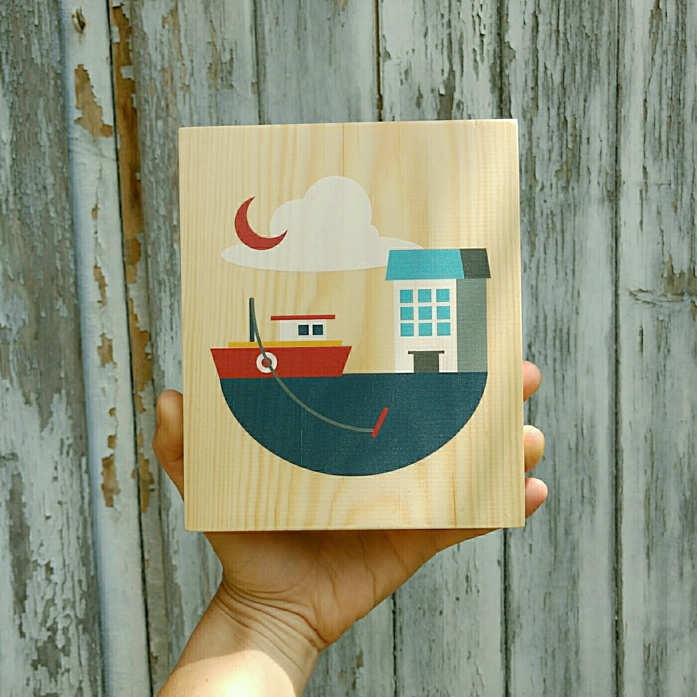 Lubulona Holzbild Illustration Boot
