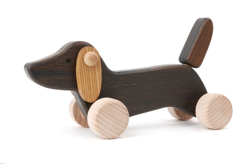 BAJO Dachshund Dackel Welpe dunkelbraun | Holzspielzeug Profi