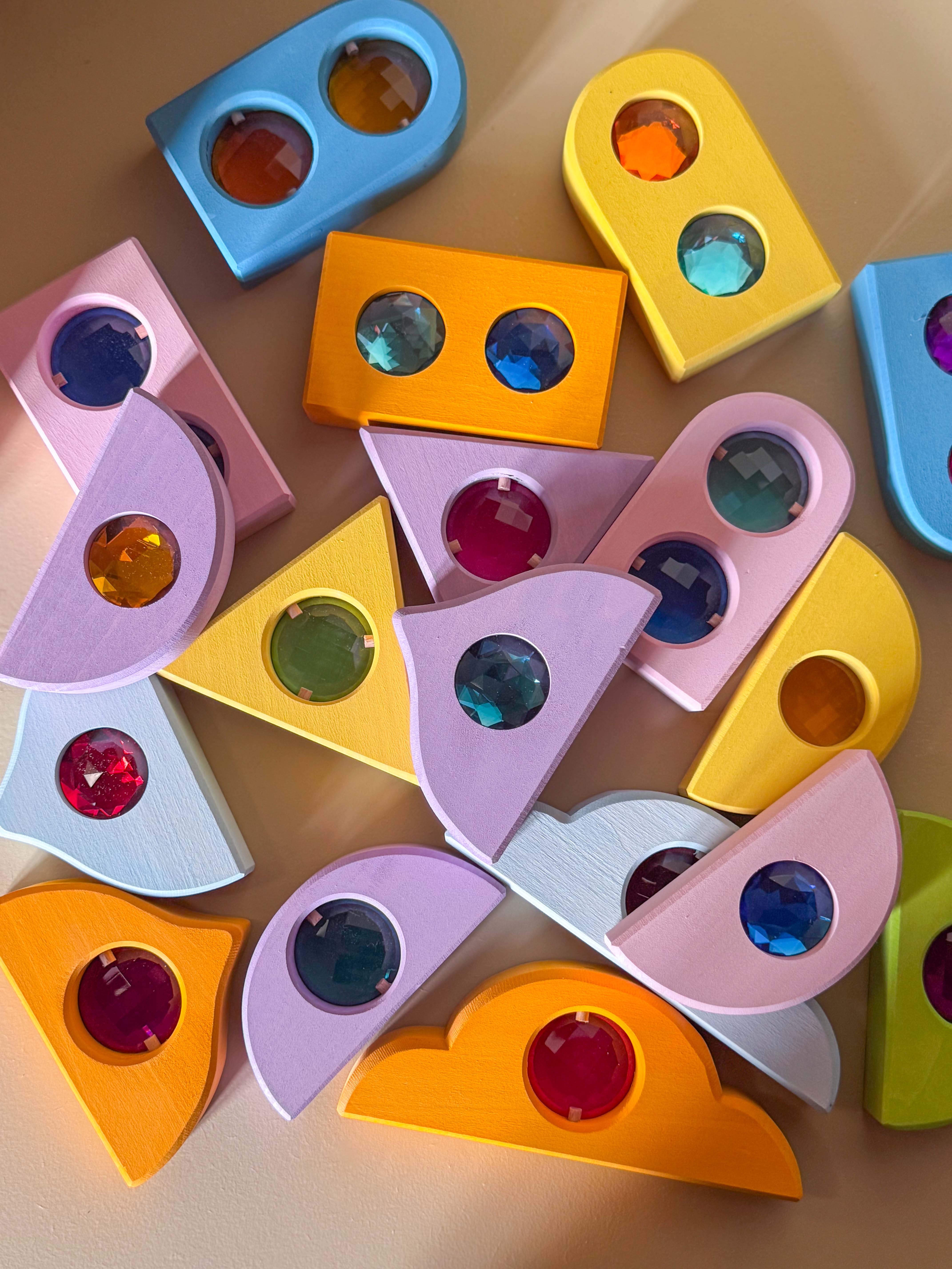BAUSPIEL Märchenfenster Funkeldächer pastell | Holzspielzeug Profi