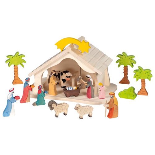 HOLZTIGER Weihnachtskrippe / Bauernhof / Puppenhaus natur