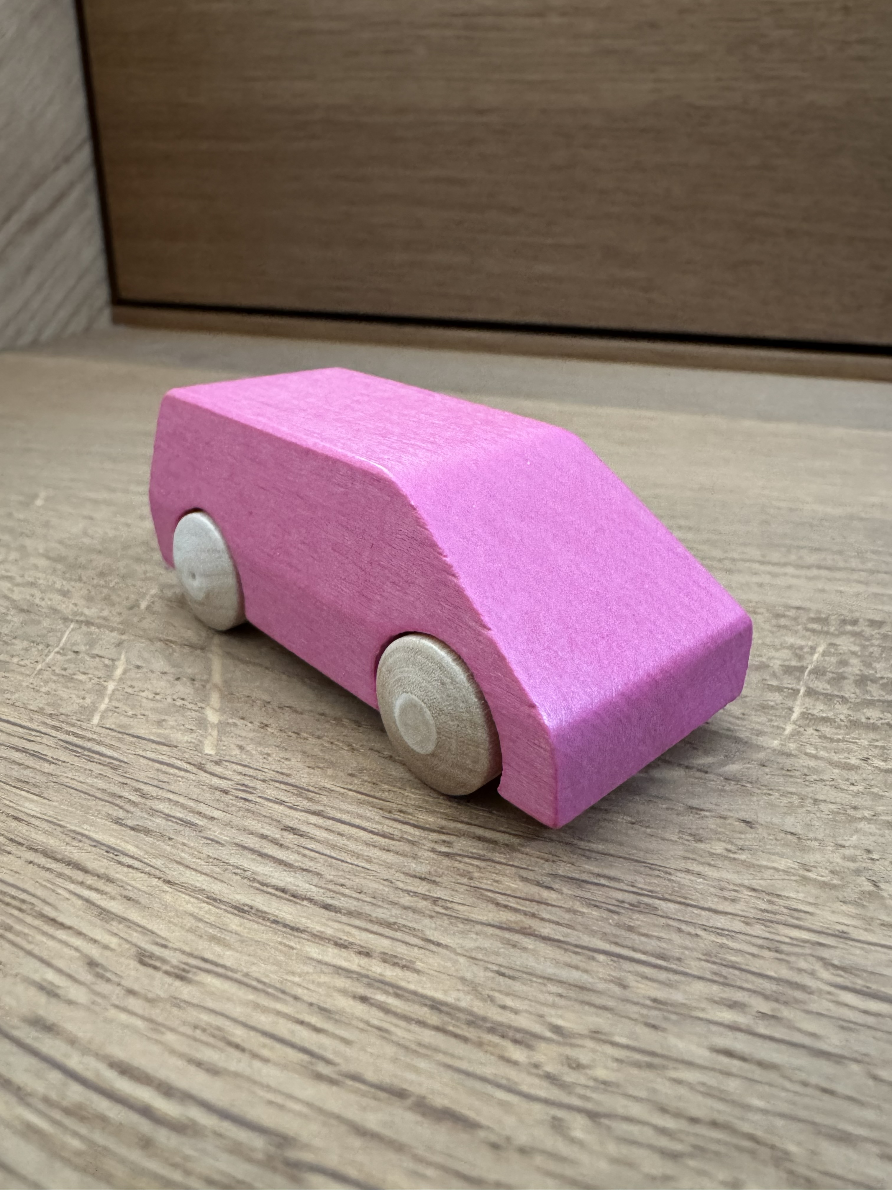 Beck Mini Van Holzauto Pastell rosa | Holzspielzeug Profi