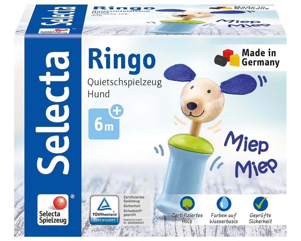 Selecta Quietschspielzeug Hund Ringo