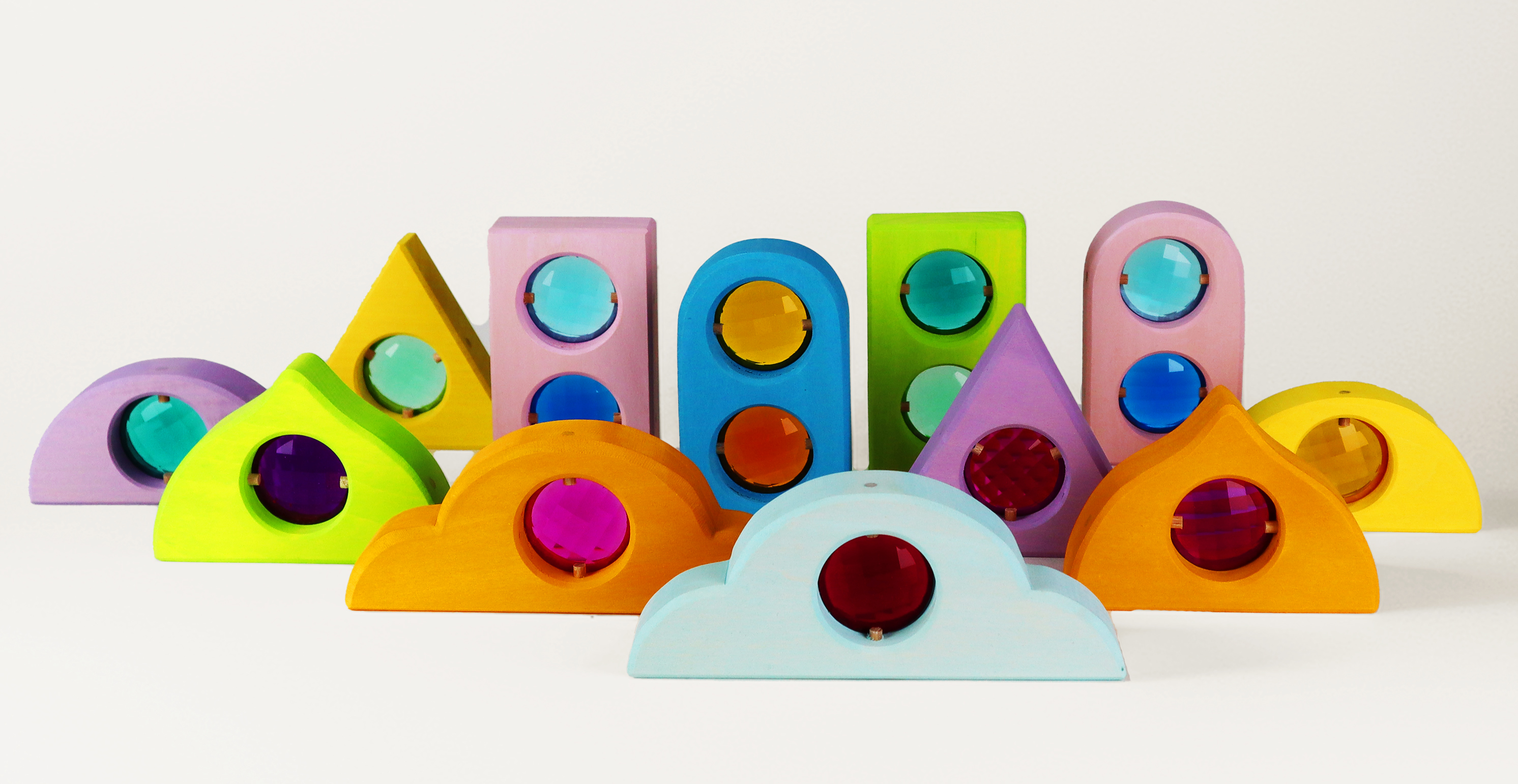 BAUSPIEL Märchenfenster Funkeldächer pastell | Holzspielzeug Profi