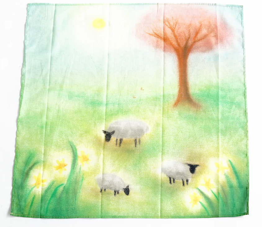 Lauras Play Cotton Spieltuch Schafe Frühling | Holzspielzeug Profi