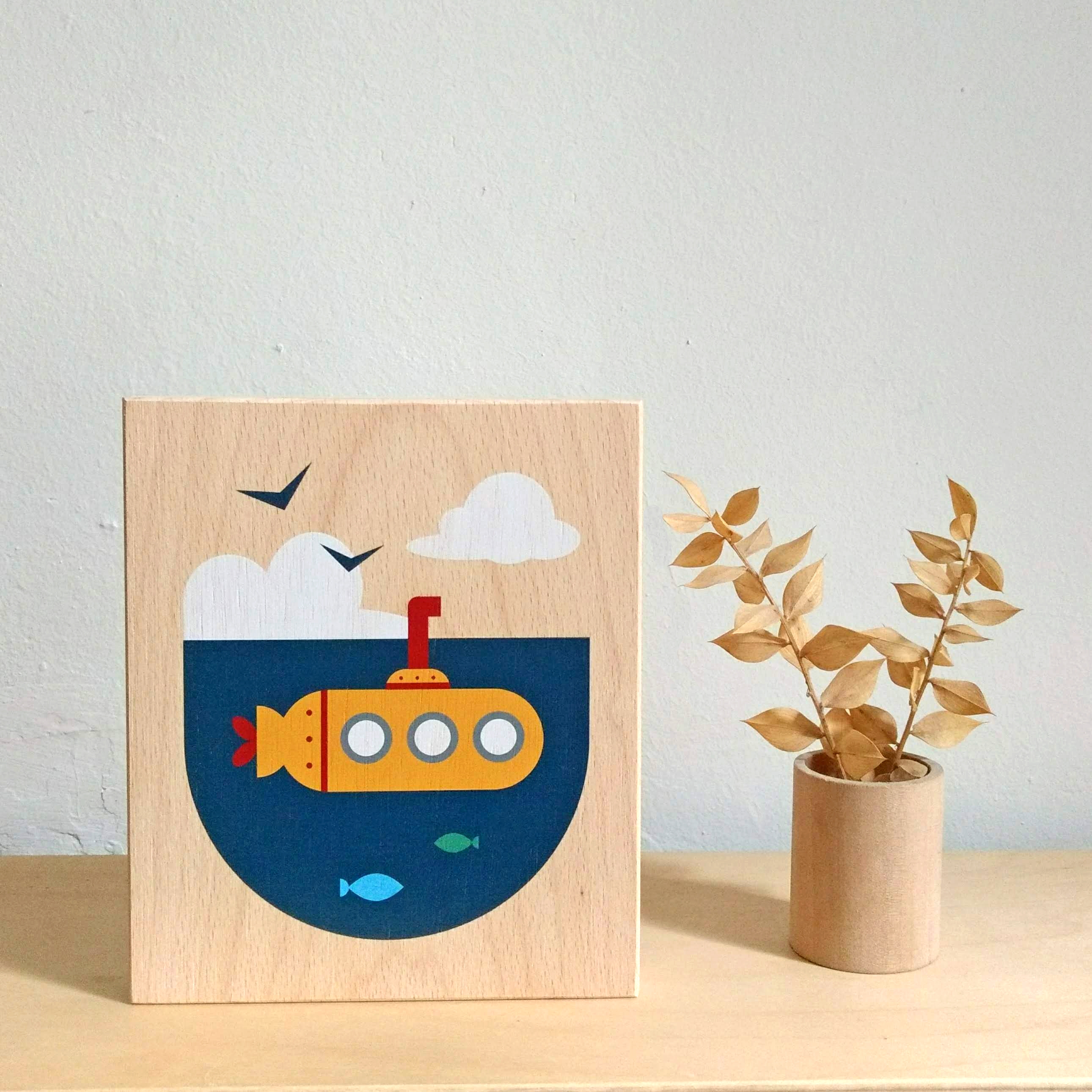 Lubulona Holzbild Illustration U-Boot