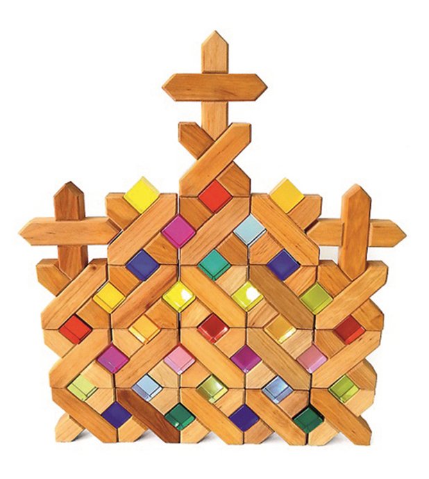BAUSPIEL 48 X-Klötze im Holzkasten